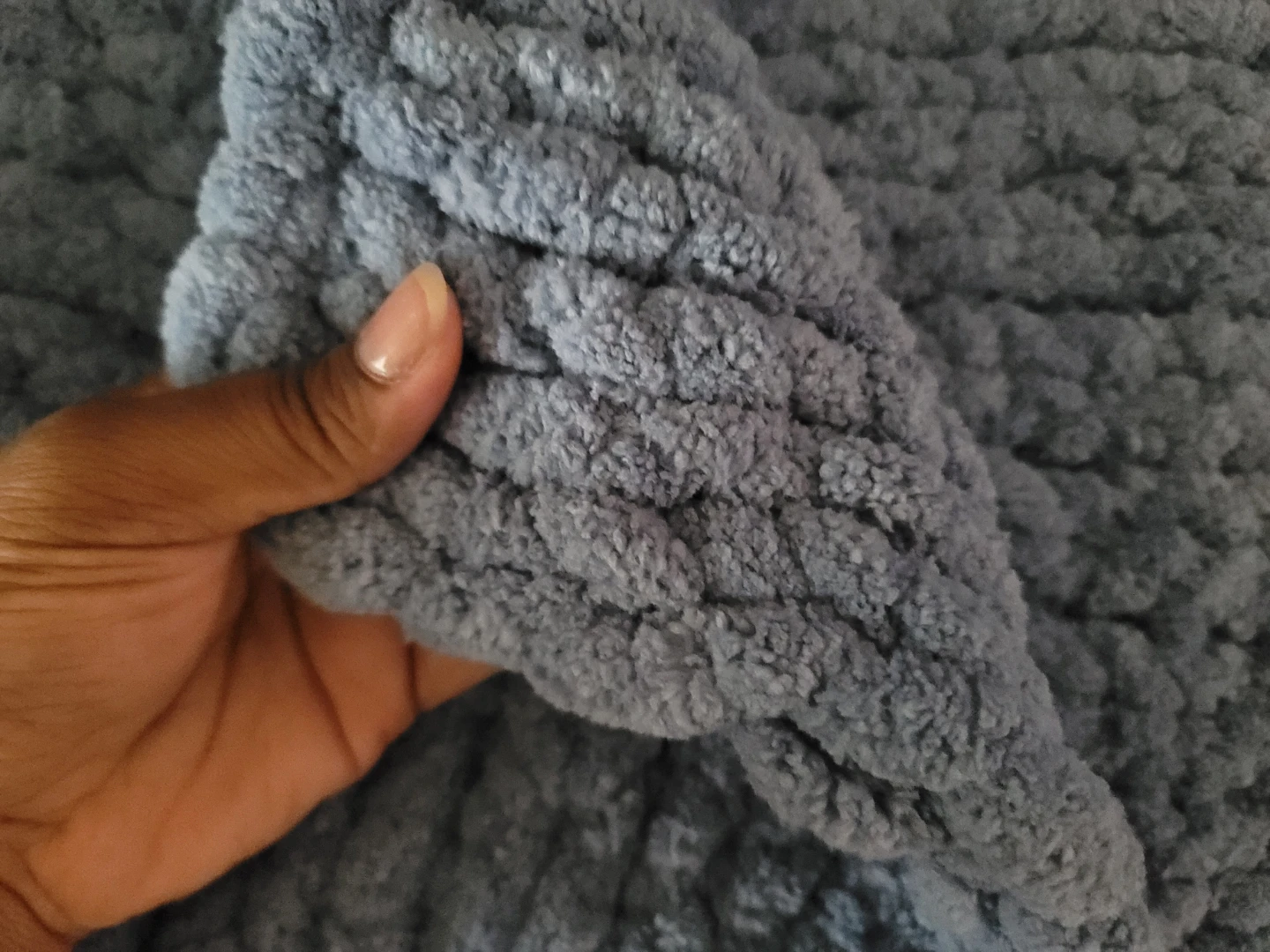 Handcrafted Blue Chunky Crochet Blanket 50" × 60" - photo 4