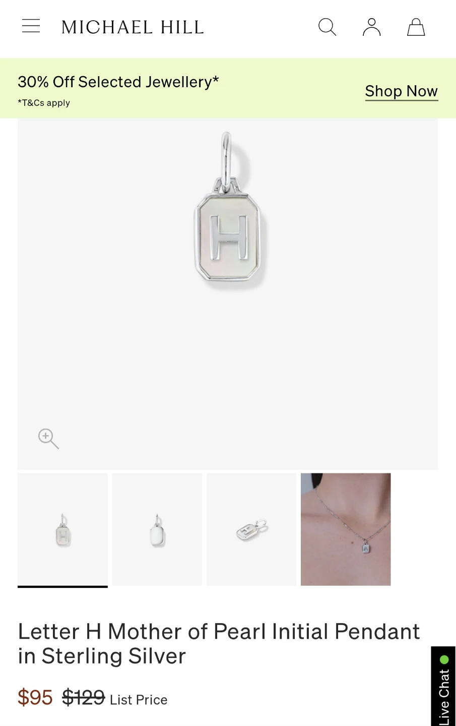 Letter H Pendant - photo 3