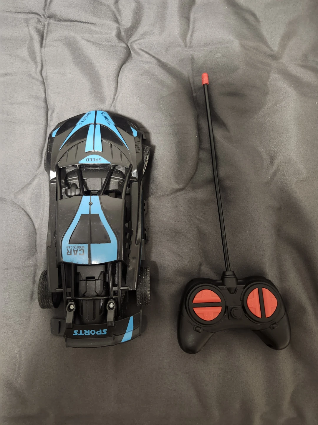 Black and Blue Remote Control Sports Car