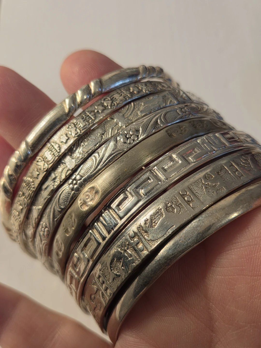 Silver filled  Bangle Bracelet Set - Silver Tone