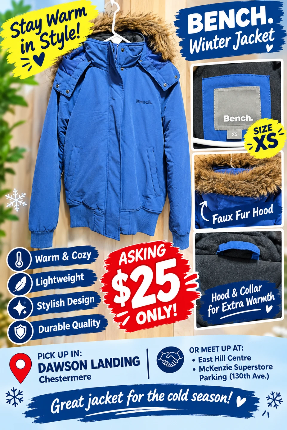 💙 BENCH. Winter Jacket – Size XS