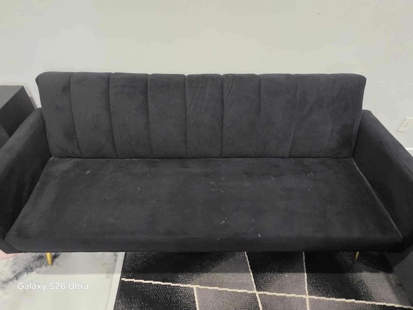 Black Velvet Sofa Bed - photo 3