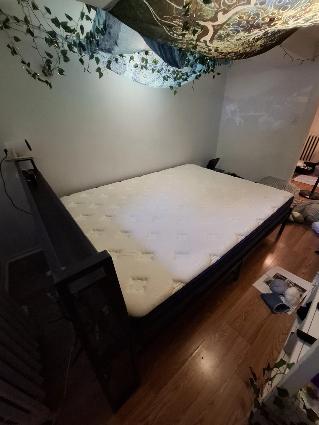 Black Metal Bed Frame with Storage Headboard - photo 4