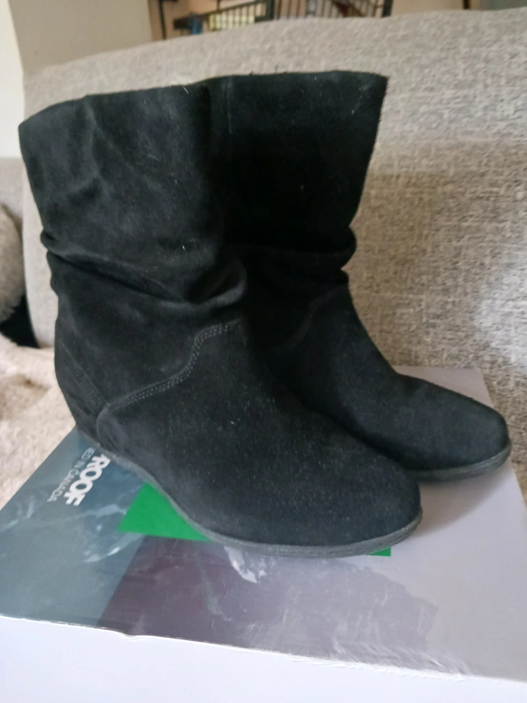 Cougar Fifi Black Suede Boots Size 10