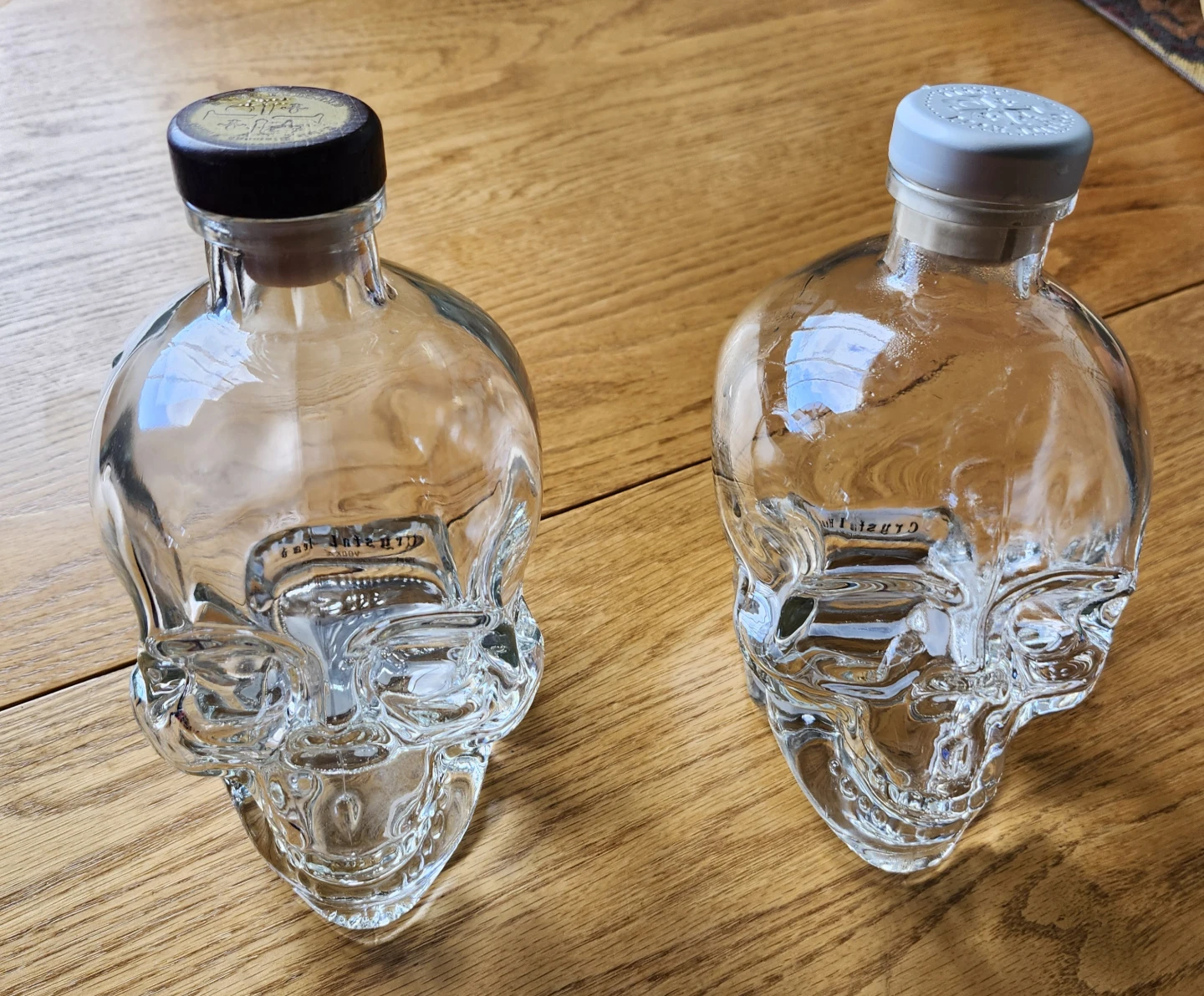 Two Crystal Head Vodka Empty Glass Bottles