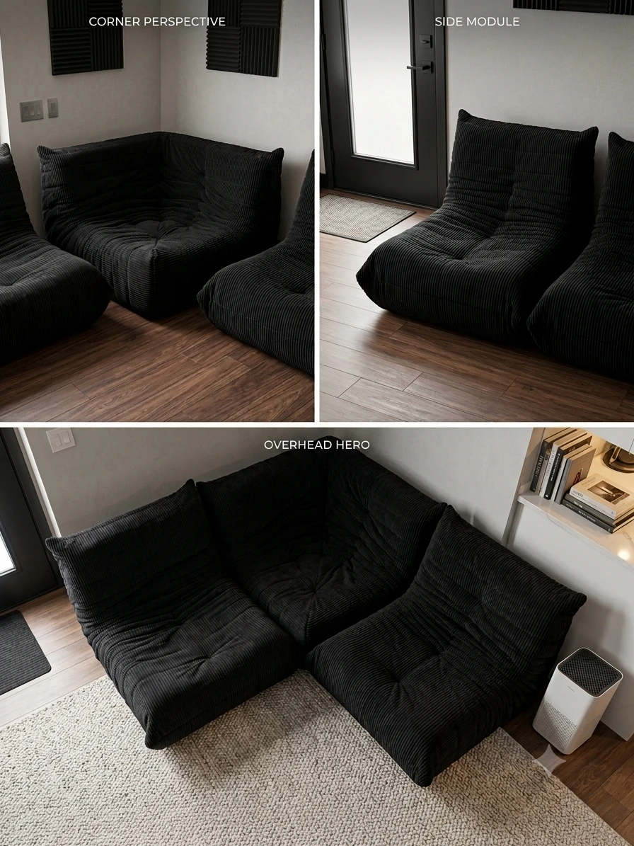 Togo Style Modular Sofa Corner and Side Pieces