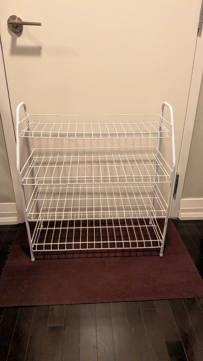 White 3-Tier Wire Shoe Rack
