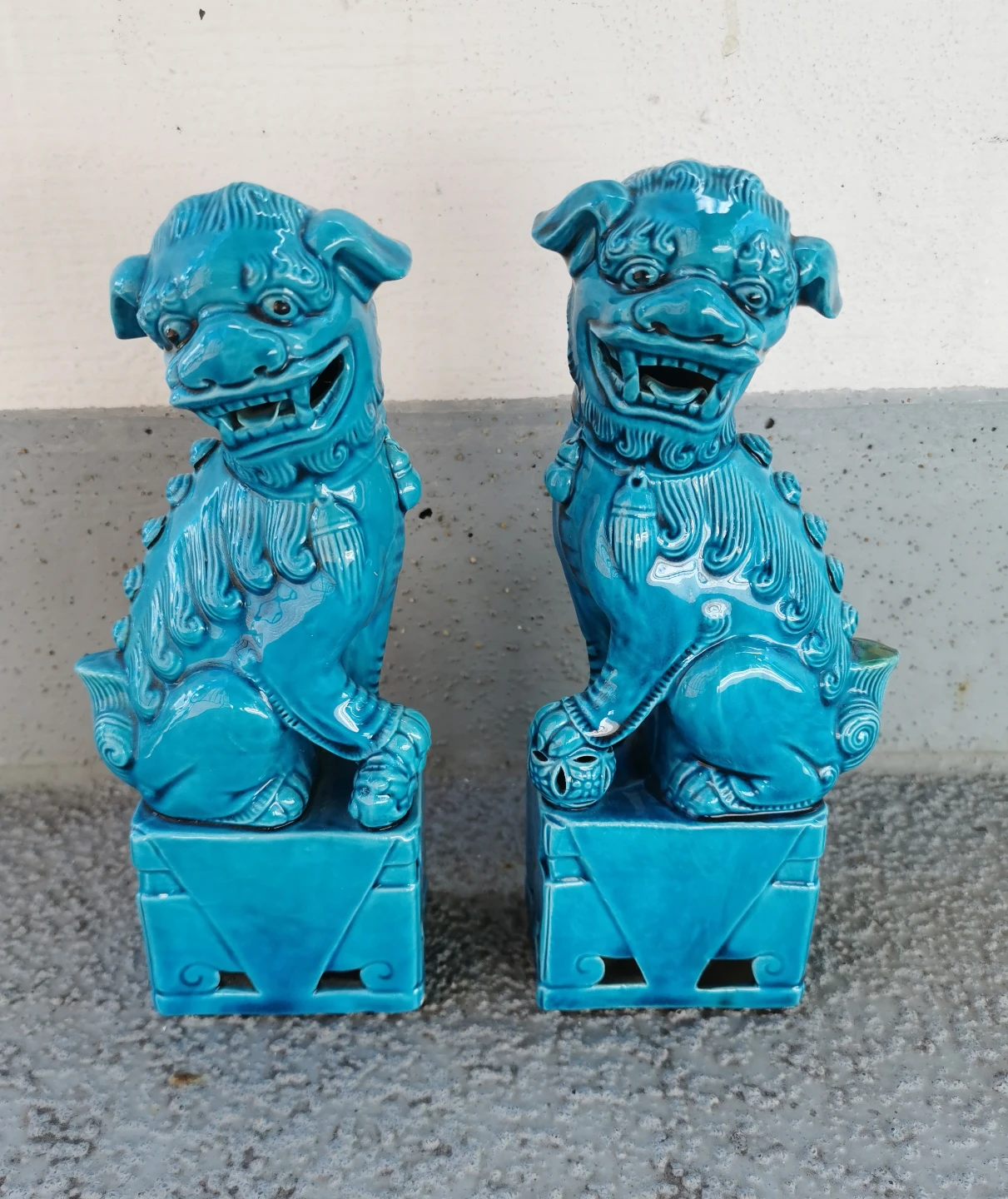 Pair of Vintage Ceramic Foo Dogs / Guardian Lions - photo 2