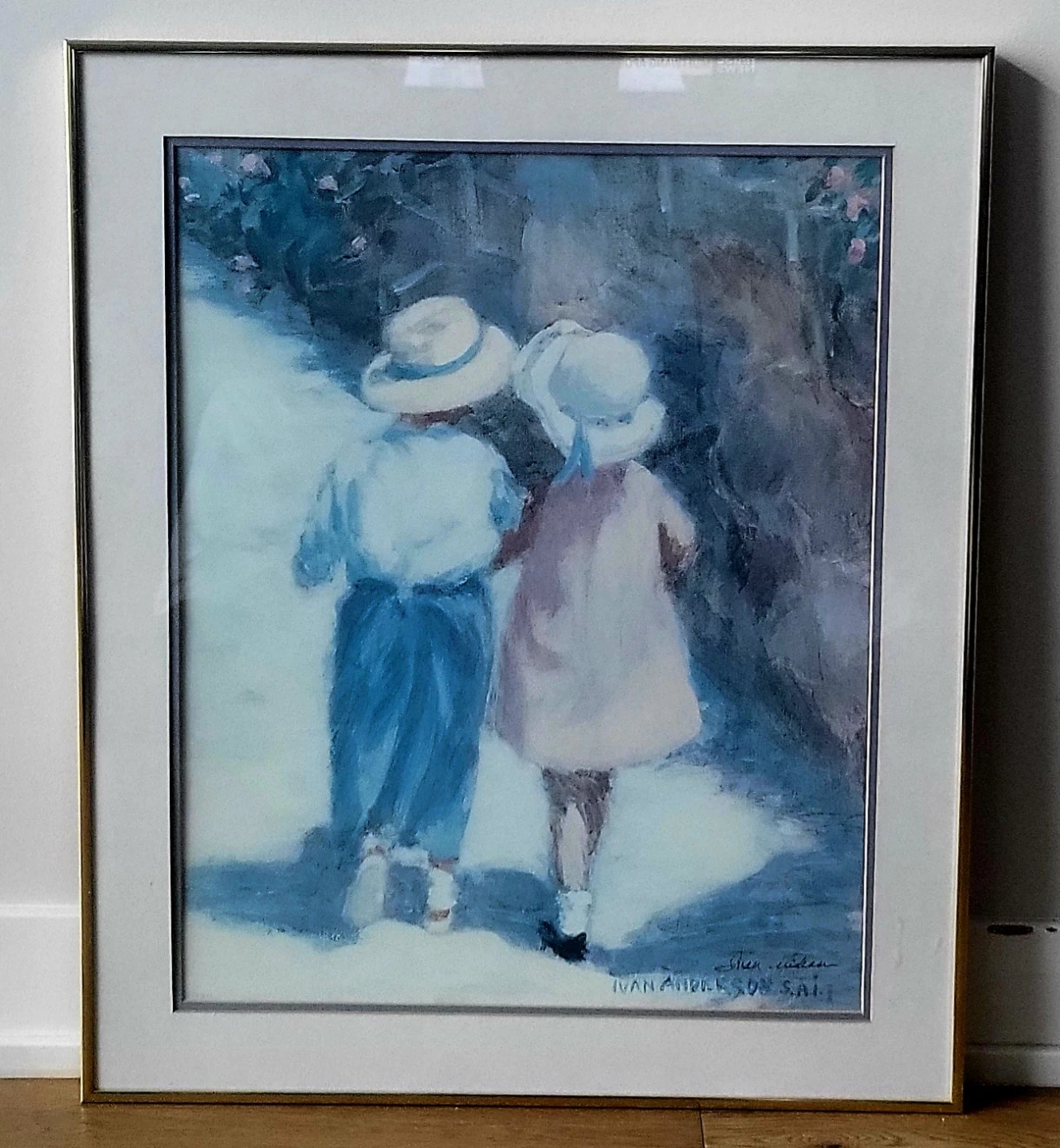 Ivan Anderson  Print "Children Walking"  Gold Frame Decor - photo 3