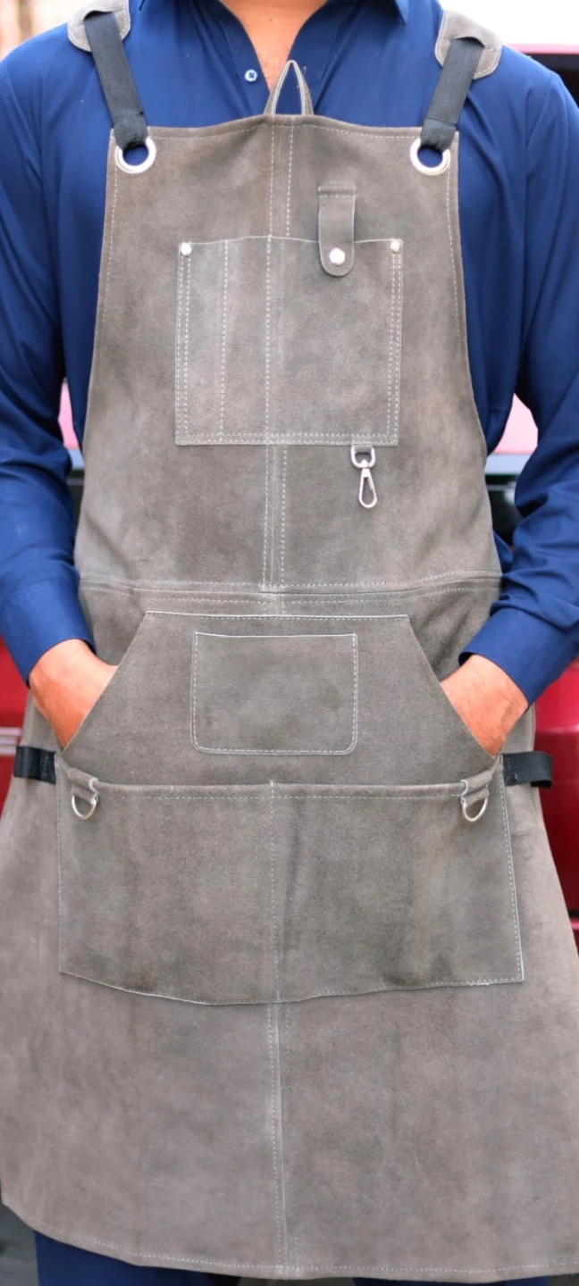 Grey Suede geniun Leather Utility Apron