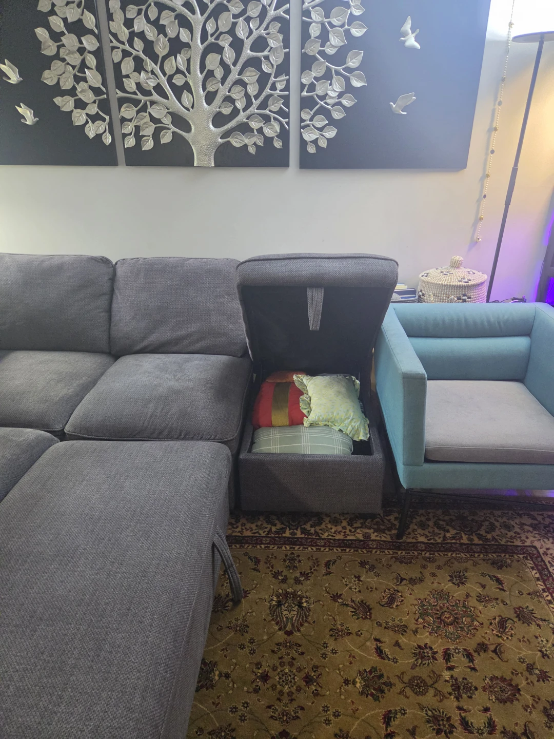 Dark Grey Sectional Sofa with Storage