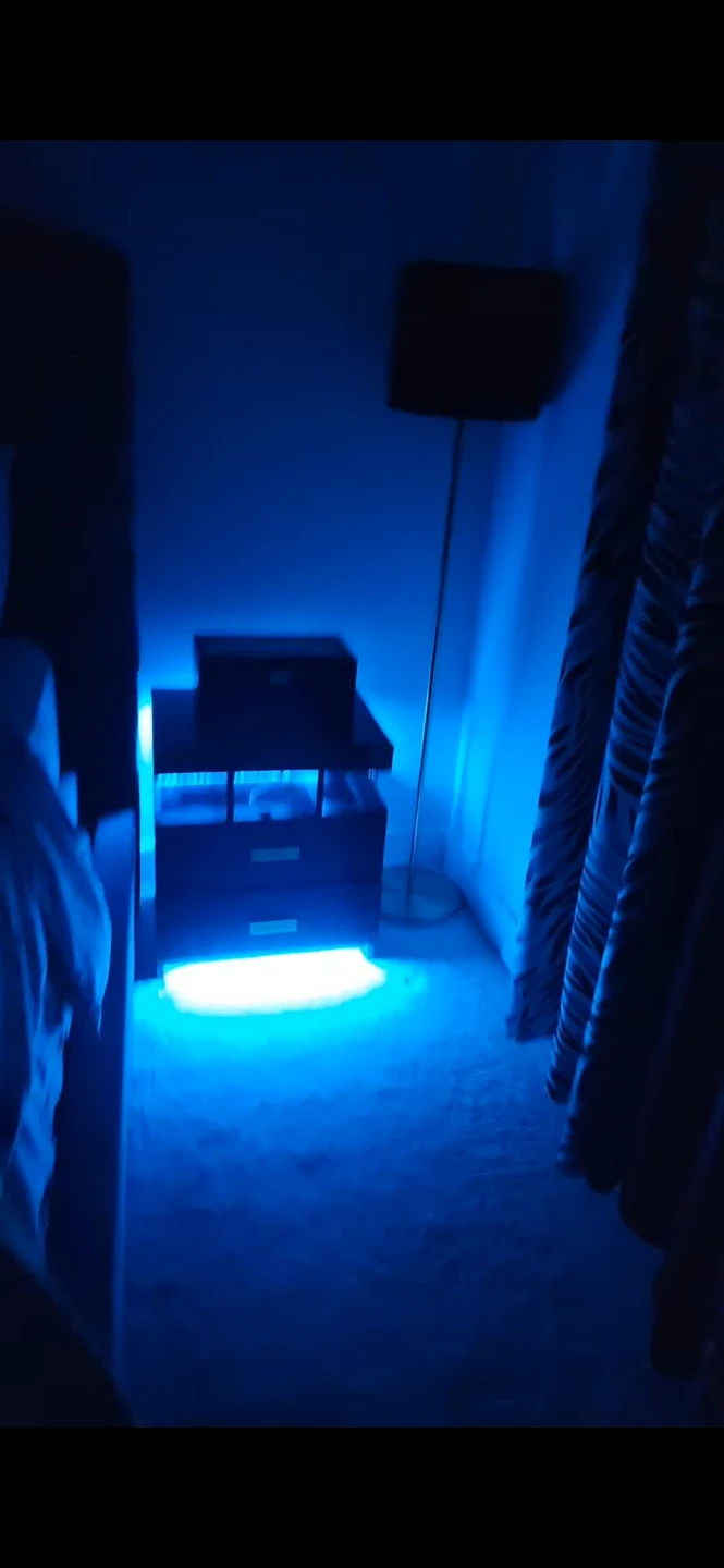 Pair of Modern Black LED Nightstand with Two Drawers - photo 3