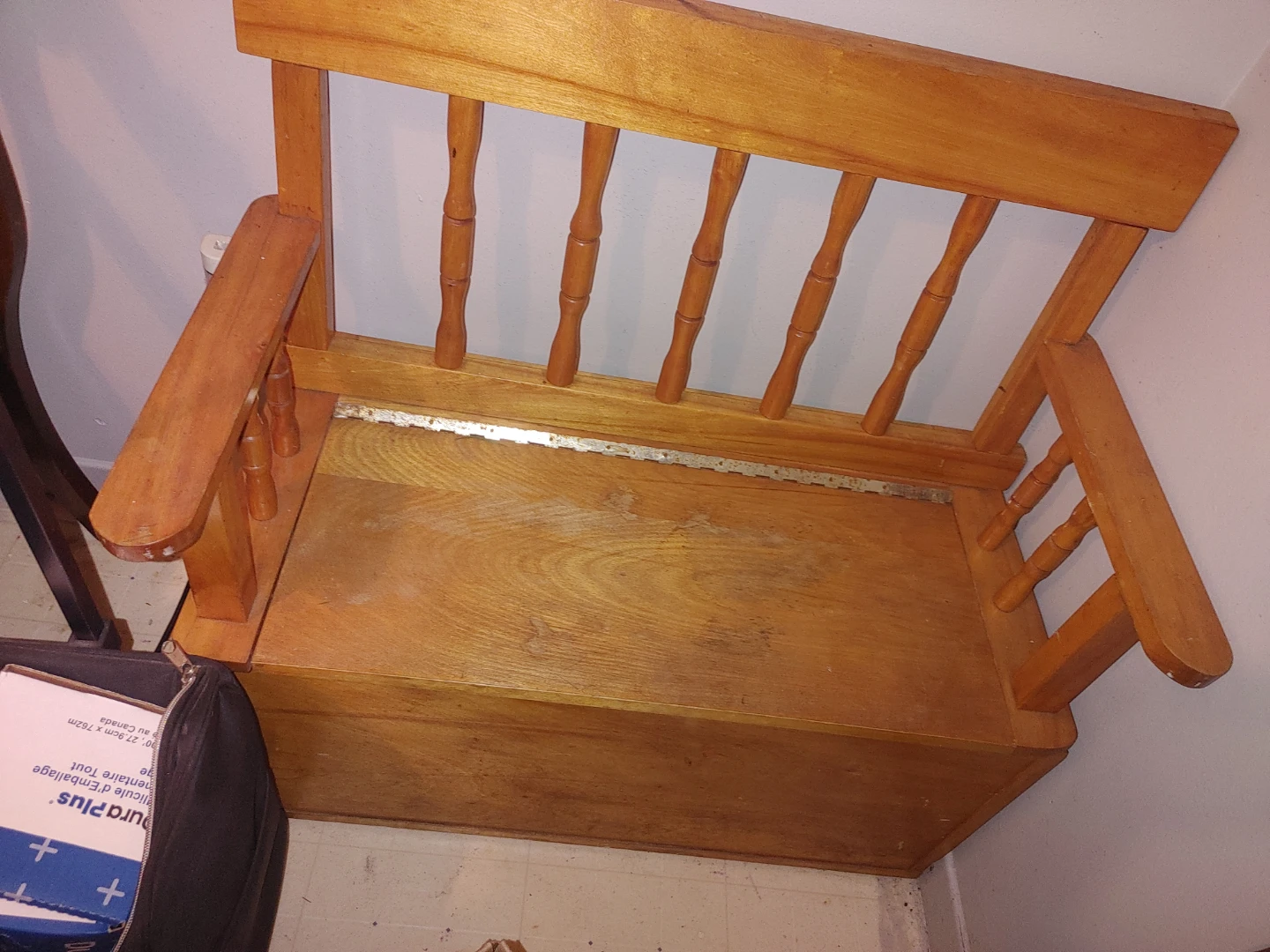 Wooden storage bench