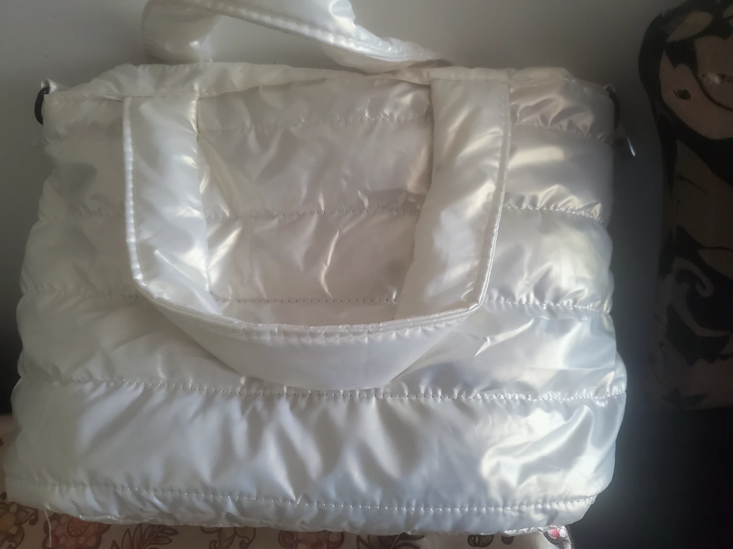 White Quilted Puffer Tote Bag