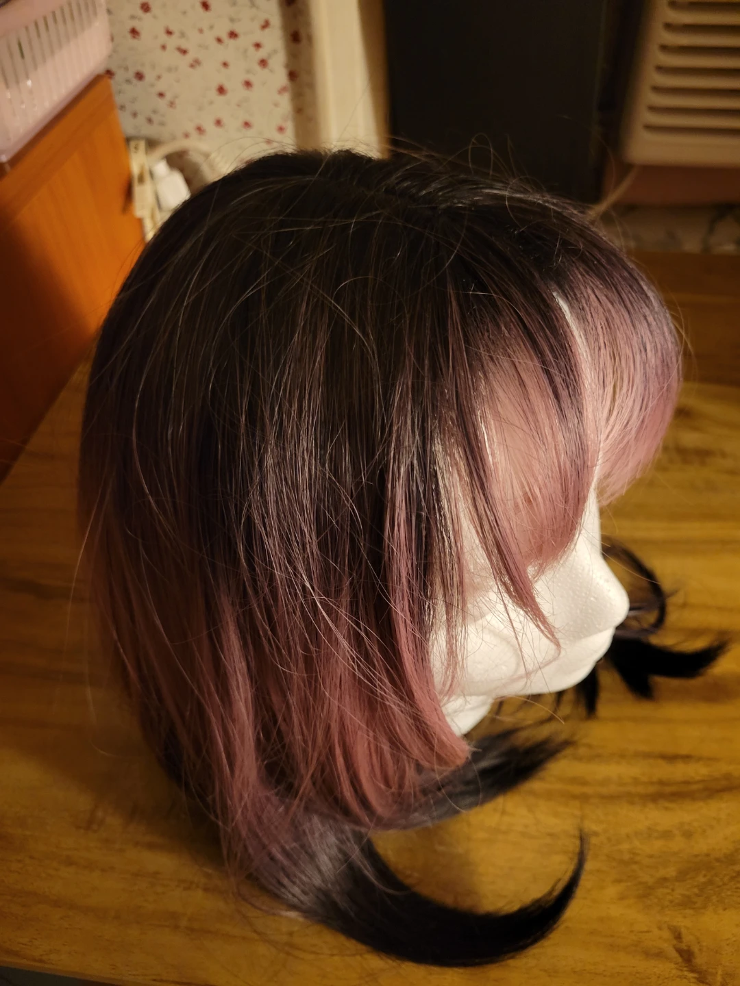 Black and Pink Ombre Wig (Stand Included) - photo 3