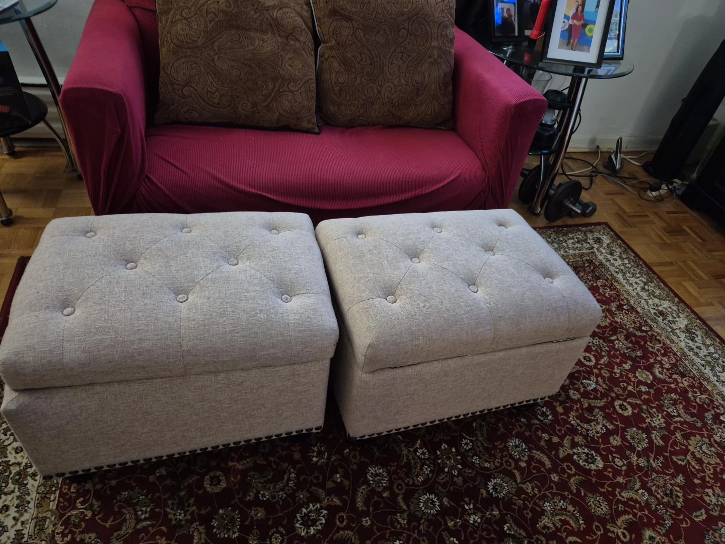 Set of Two Tufted Storage Ottomans