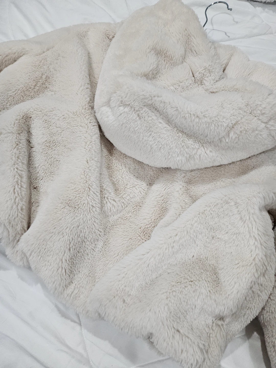 Zara Faux Fur Hooded Jacket Cream - photo 4