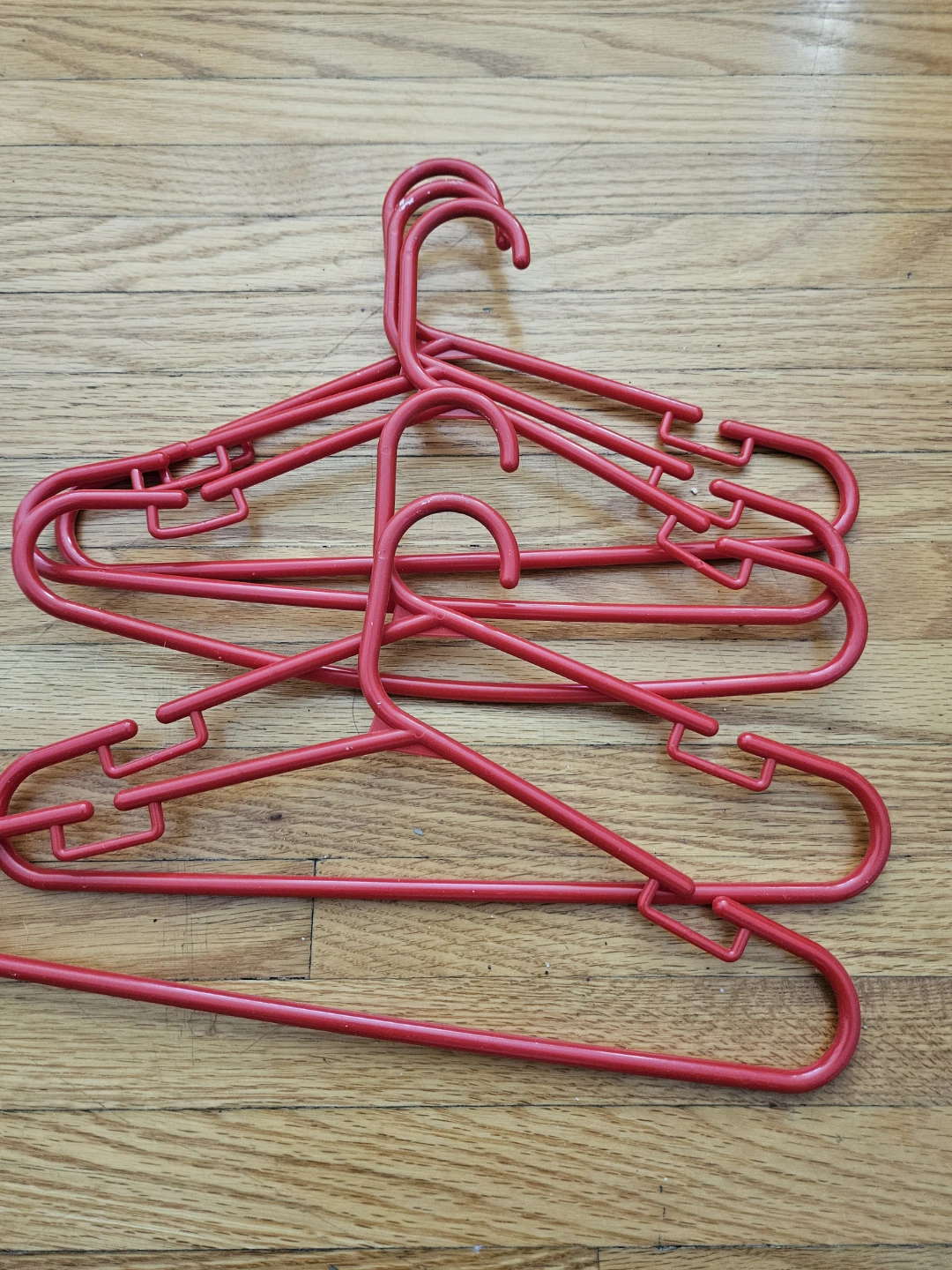 Set of 3 Red Plastic Clothing Hangers