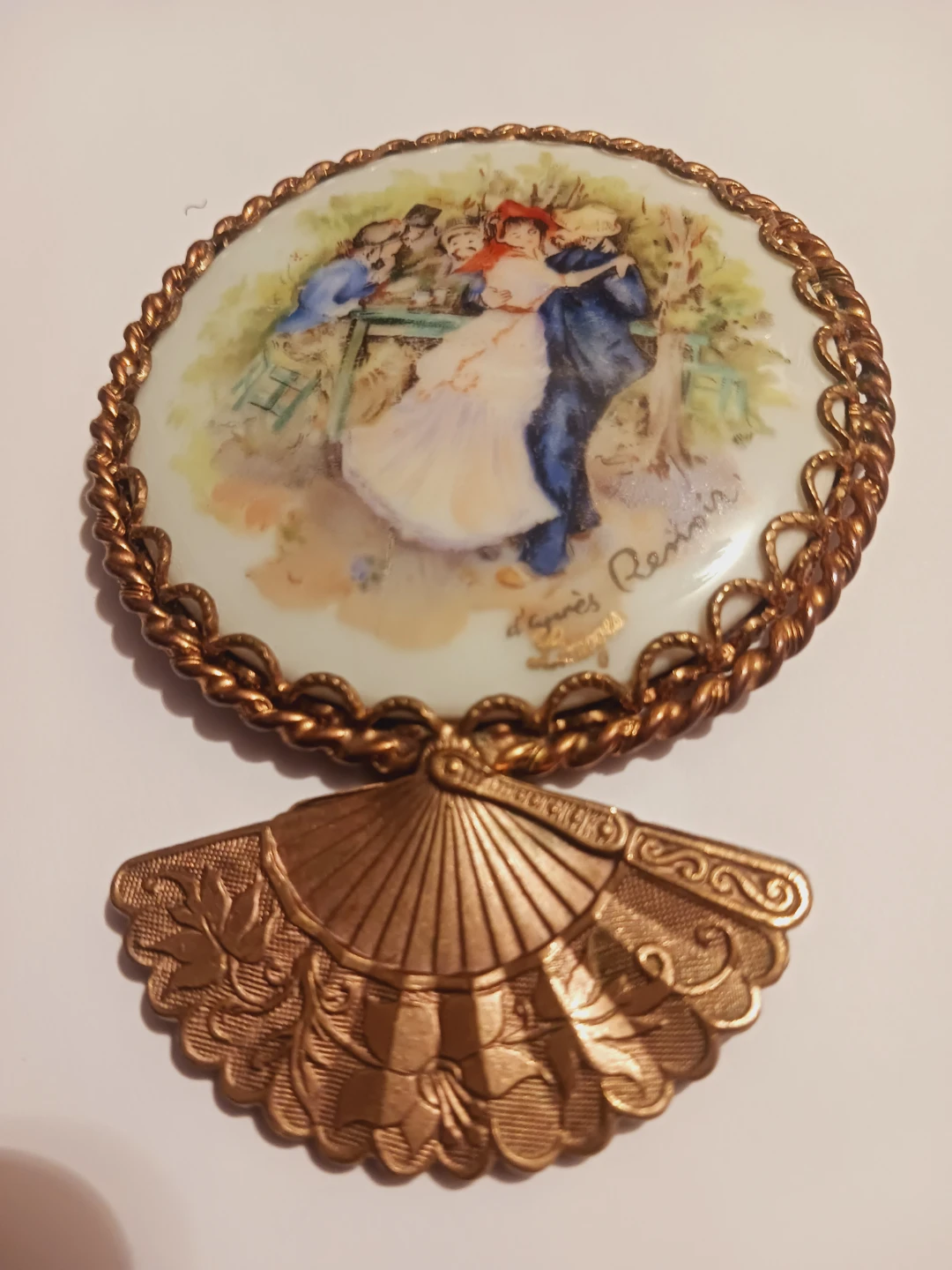 Antique Limoges France Handpainted hand held mirror