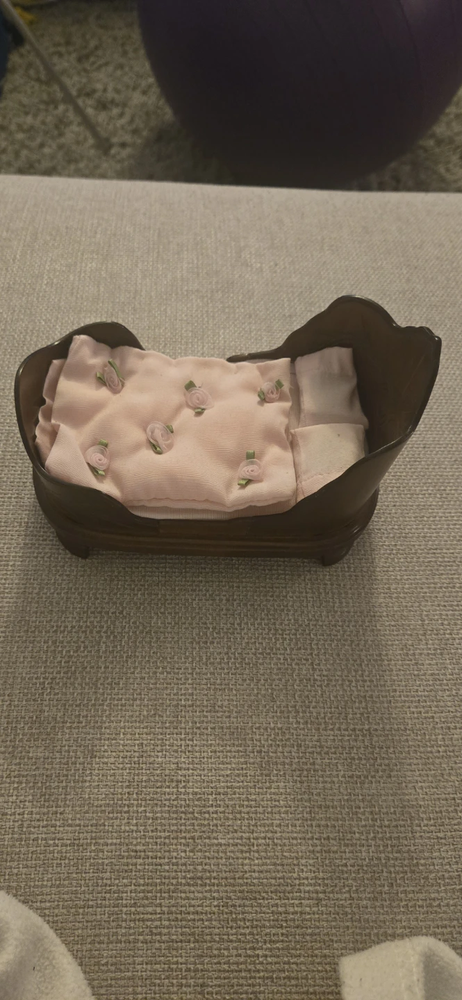Miniature Calico Critters brown doll bed