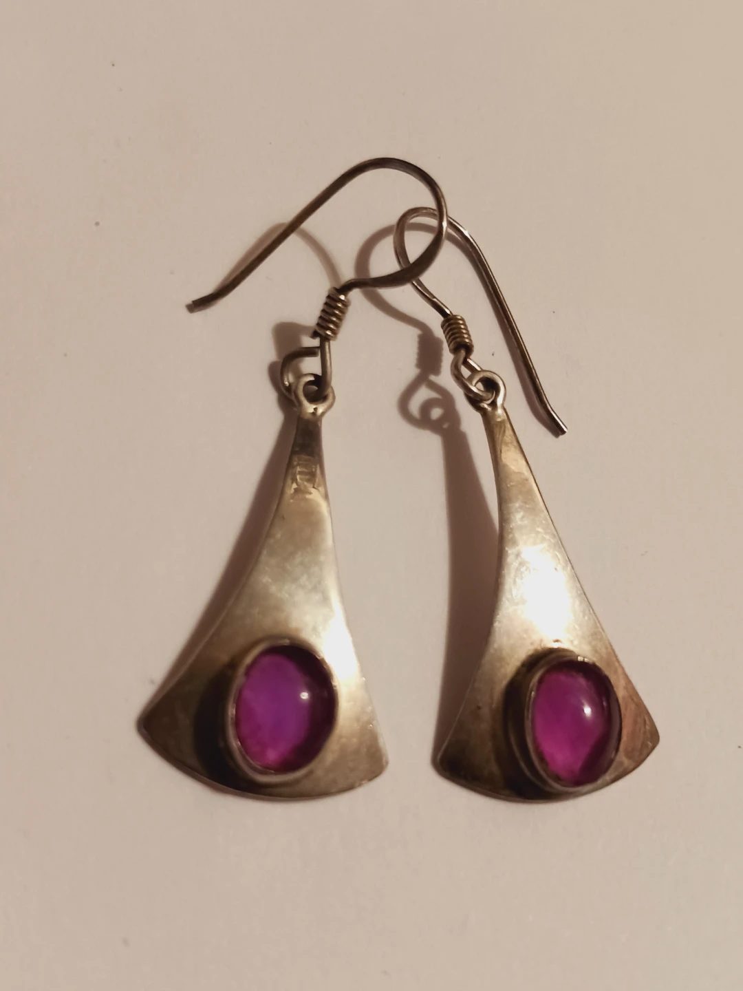 Gorgeous Sterling Silver Mexican Designer PurpleStone Earrings - photo 3