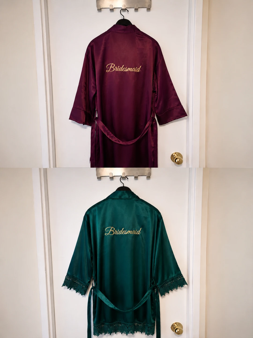 Bridesmaid Robe size L dark green, violet