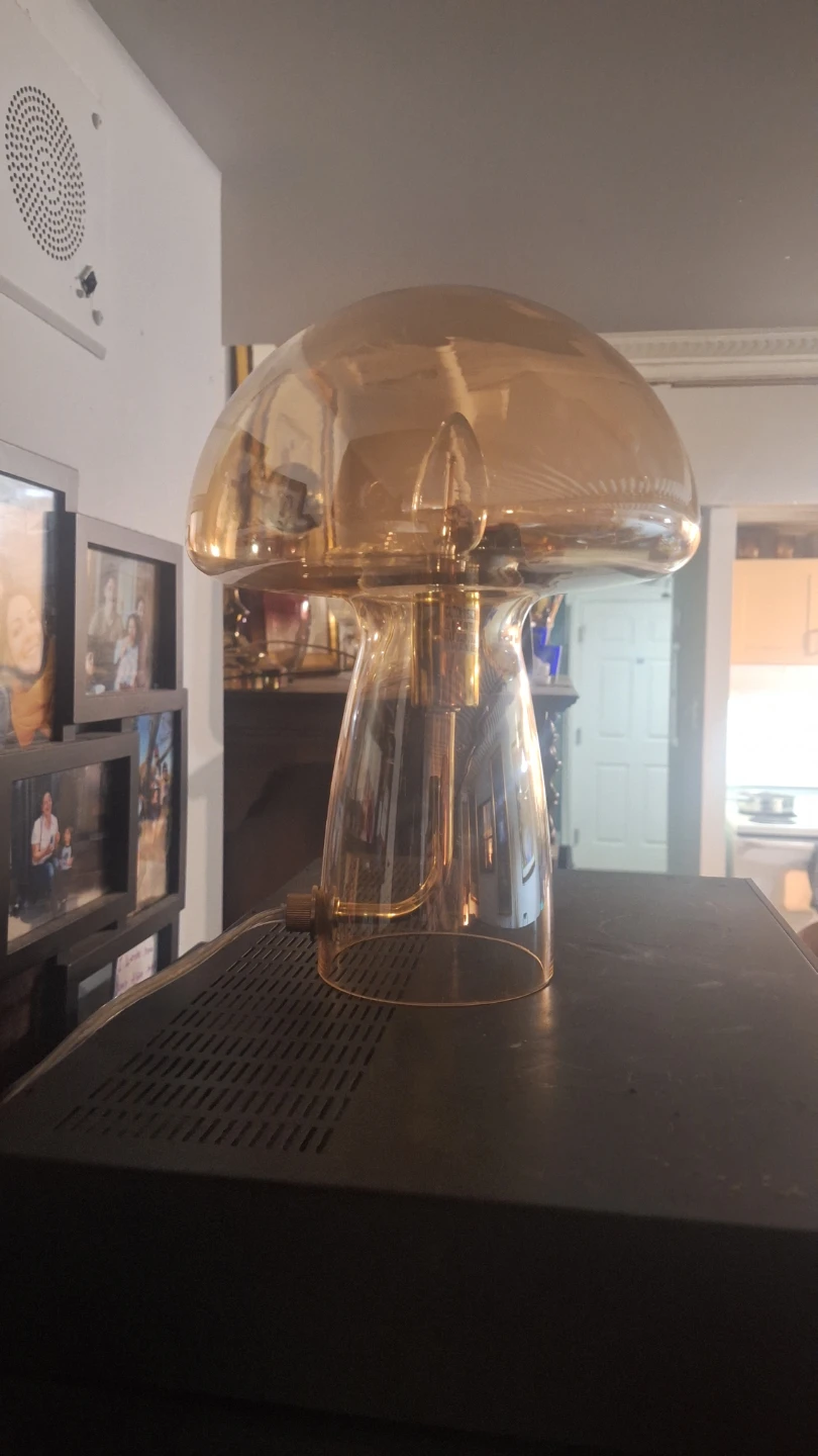 Amber Glass Mushroom Table Lamp