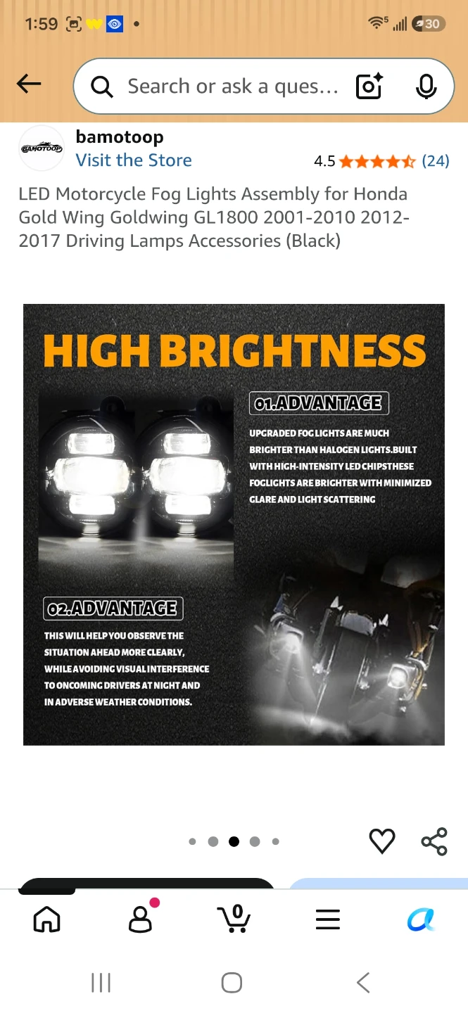 Bamotoop LED Fog Lights for Honda Gold Wing GL1800 - photo 3
