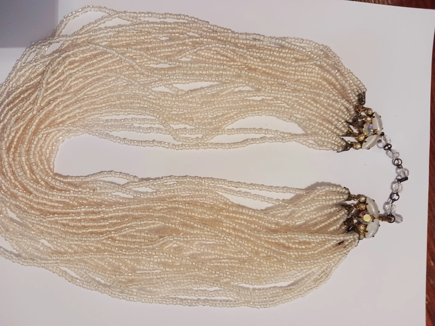 Gorgeos Multi-Strand White Beaded Statement Necklace - photo 3