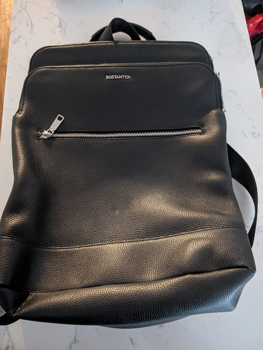 BOSTANTEN Black Leather Backpack