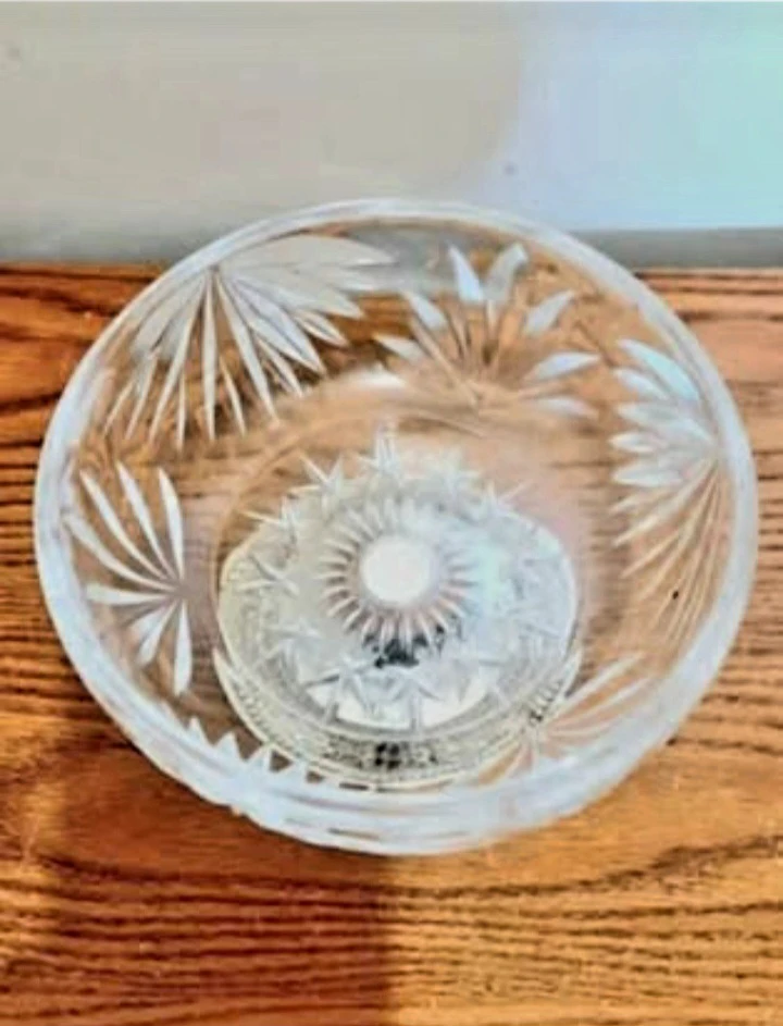Vtg Hand Cut Crystal Compote Bowl - photo 2