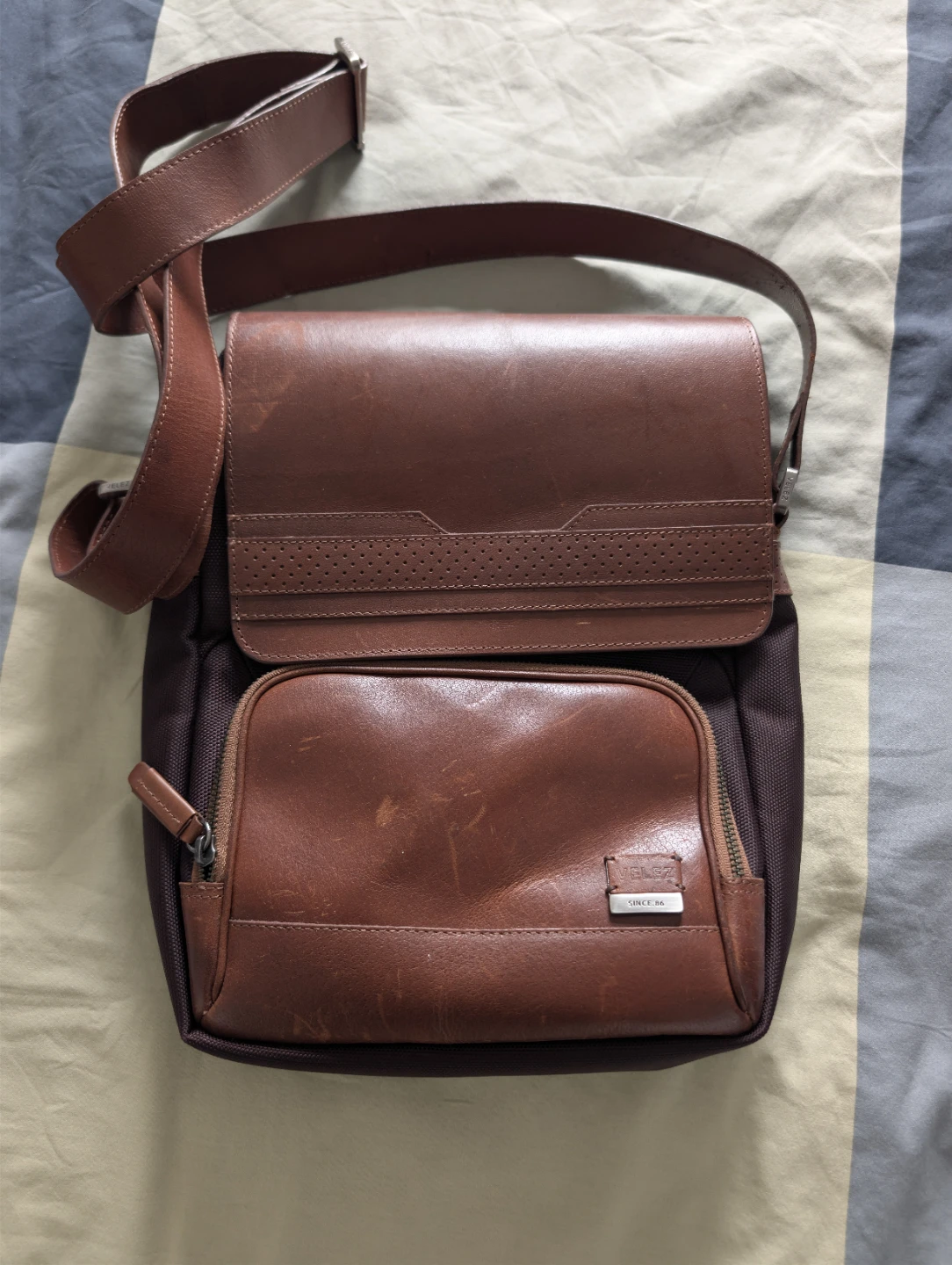 Velez Brown Leather Crossbody Bag