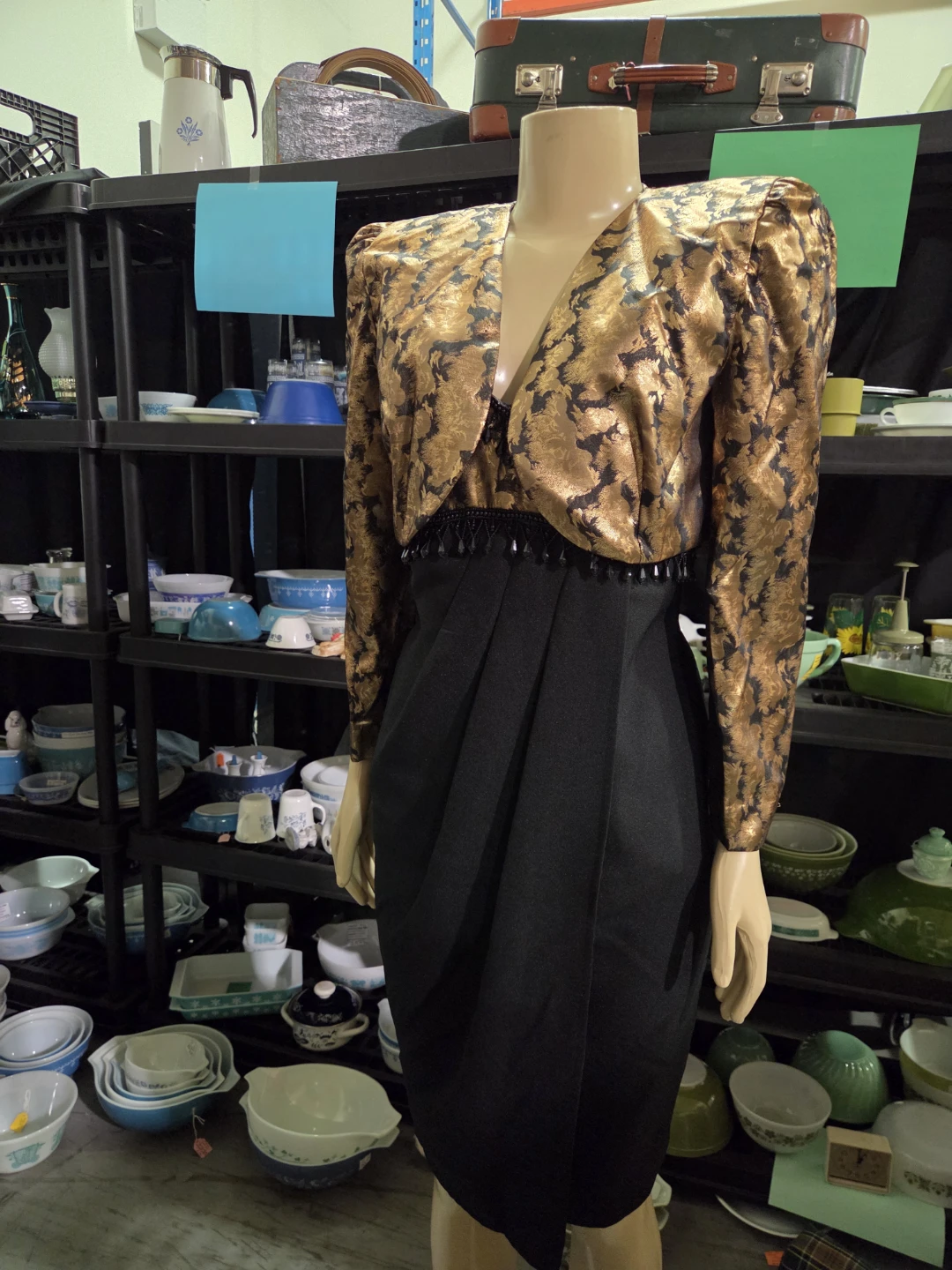 Gold and Black Brocade Dress with Bolero Jacket - photo 4