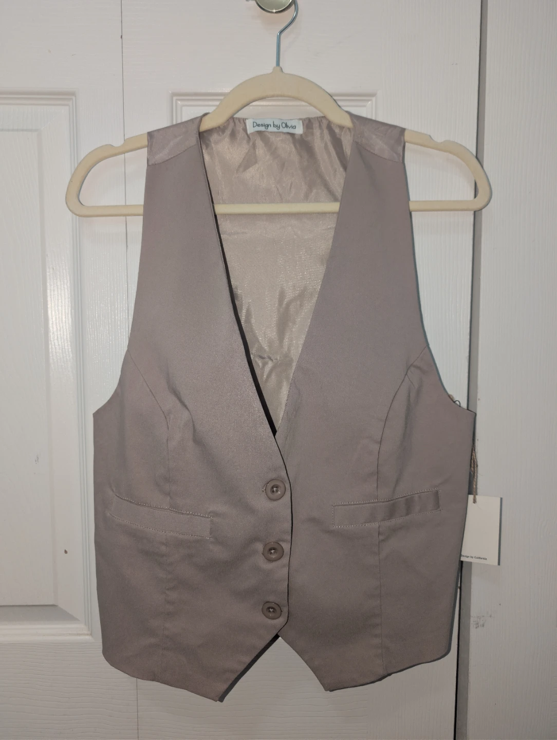 Design by Olivia Taupe Dress Vest