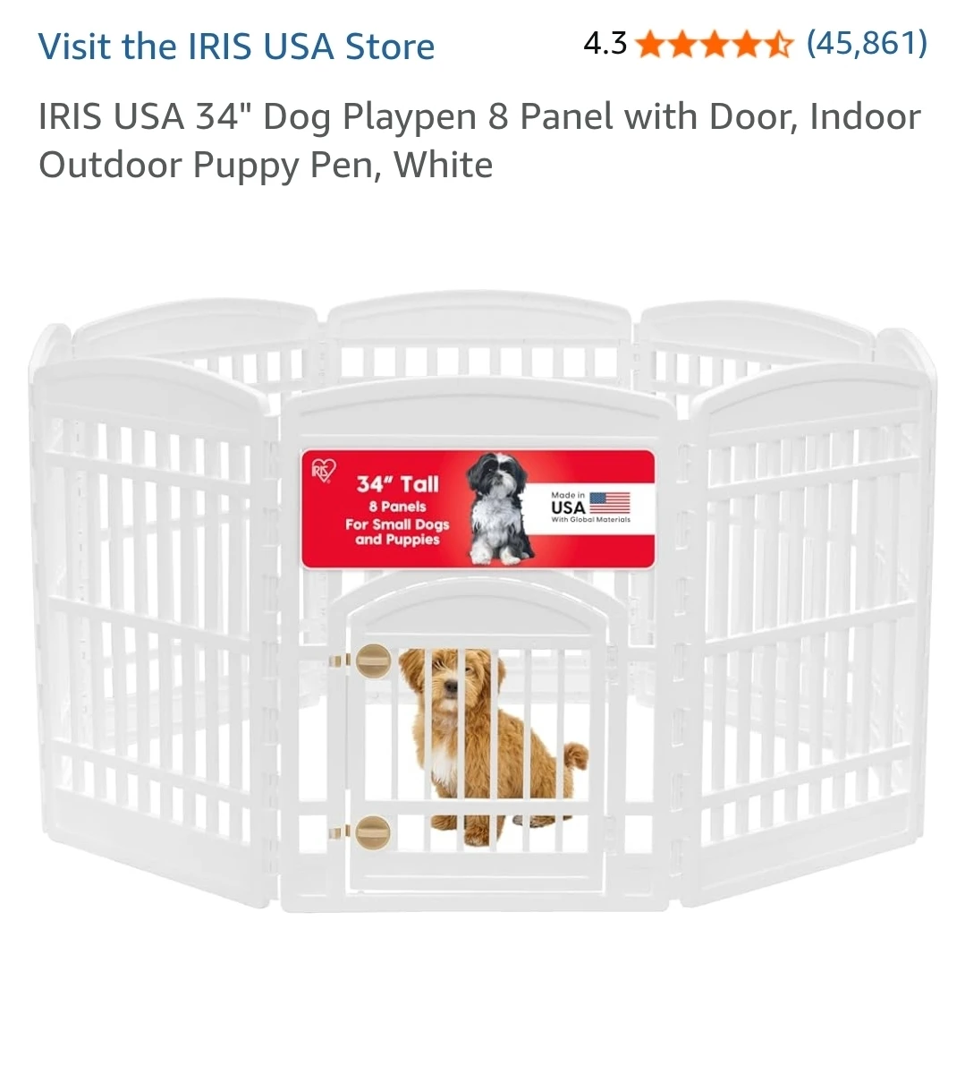 IRIS USA 34-Inch Dog Playpen- NEW - photo 4