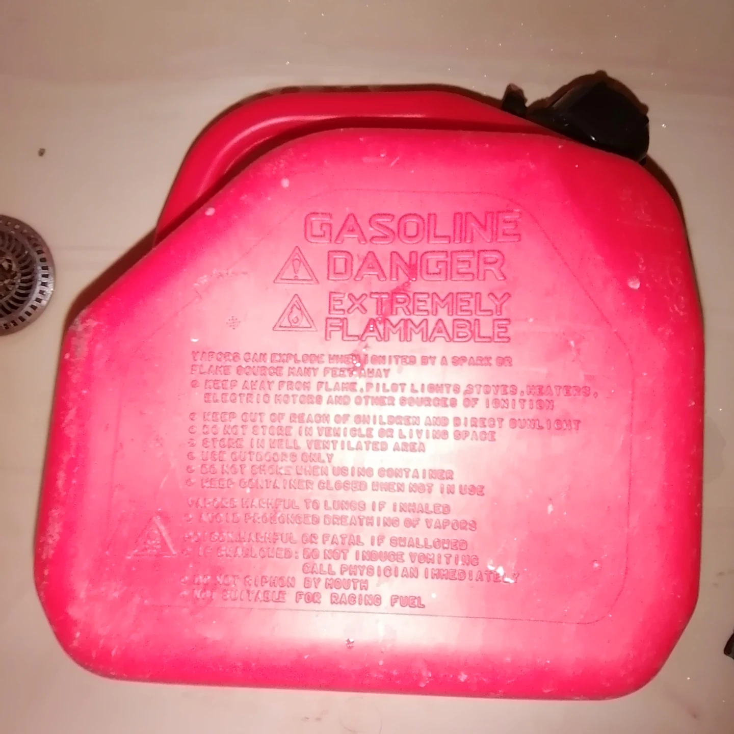 Red Plastic Gasoline Jerry Can