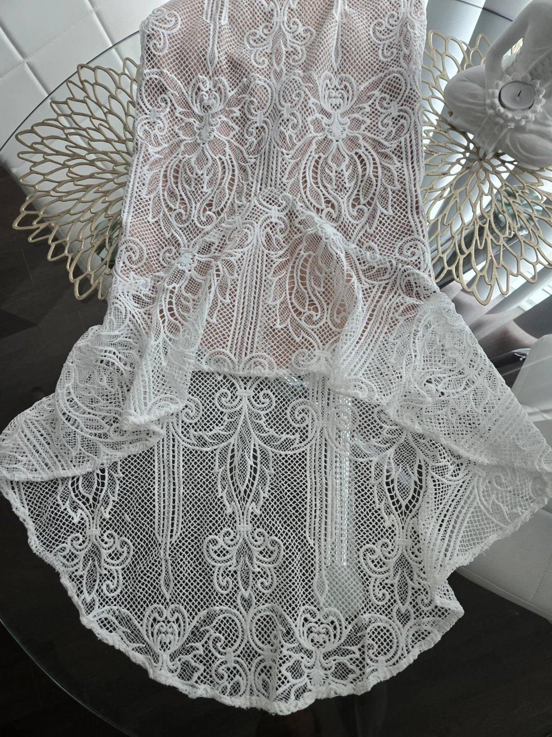 White lace midi mermaid dress - Honey - photo 5