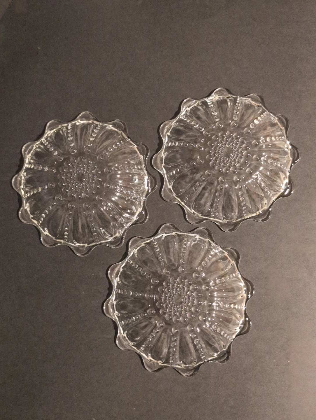 Set of 3 Vintage Clear Glass Dishes - photo 2