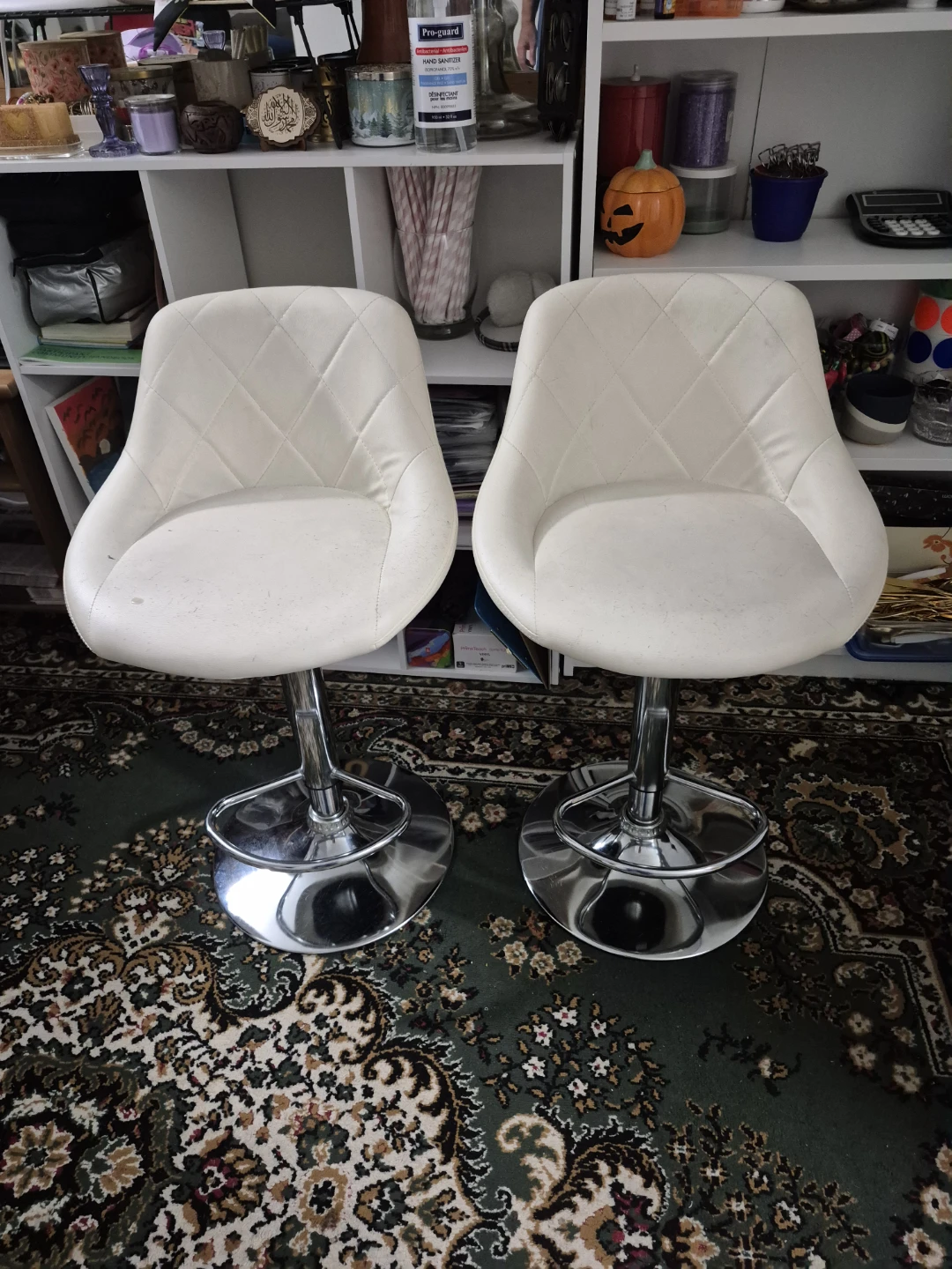 Set of 2 White Bar Stools