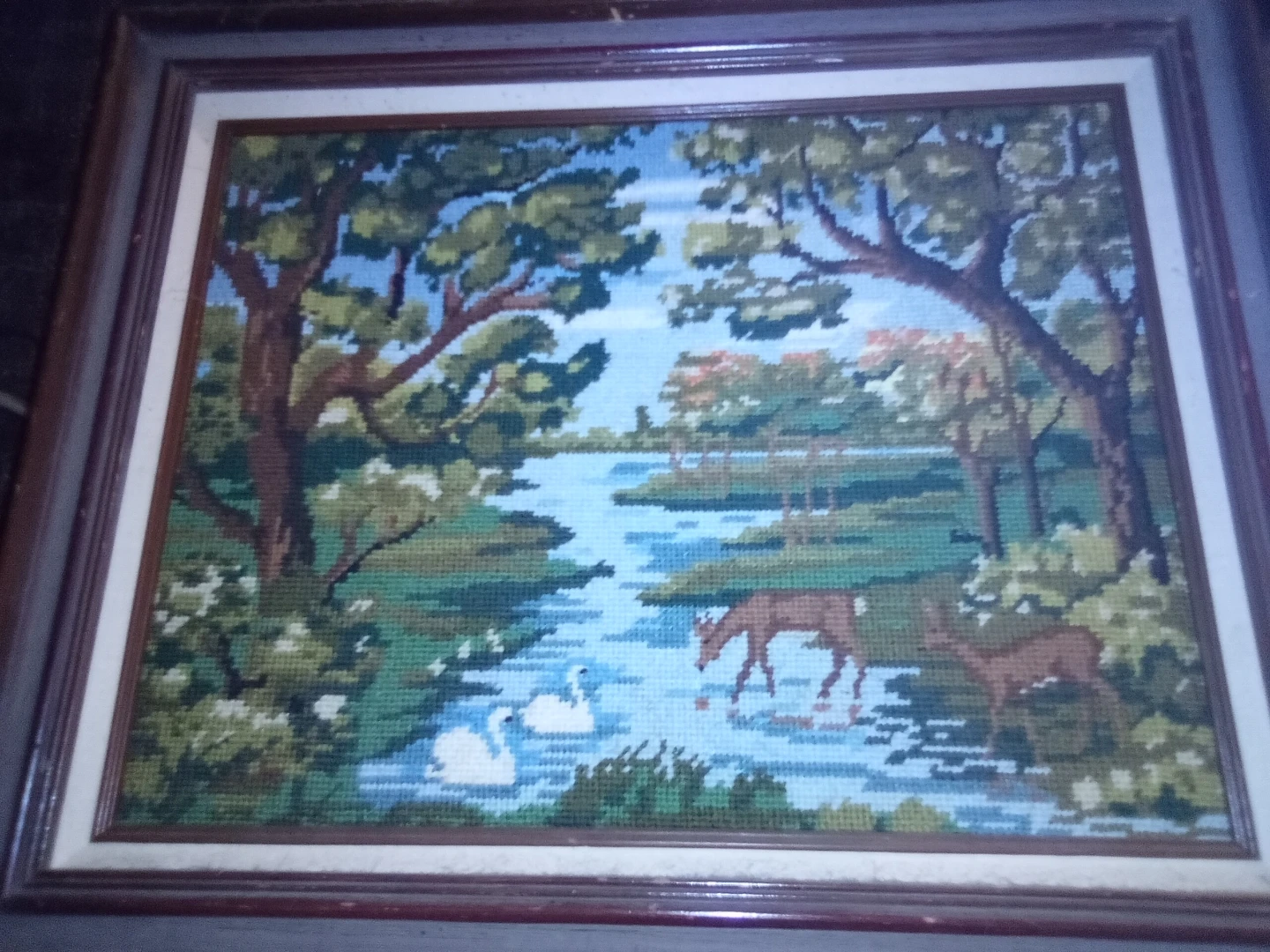 Needle Point Picture In Frame
