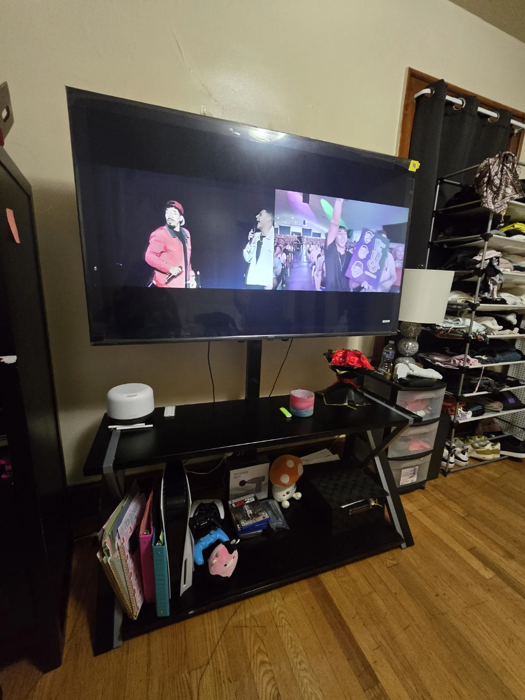 Modern Black Media TV Stand with Mount - photo 2