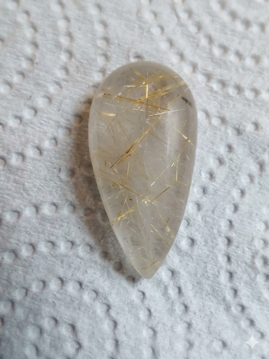 Two Golden Rutilated Quartz Cabochons