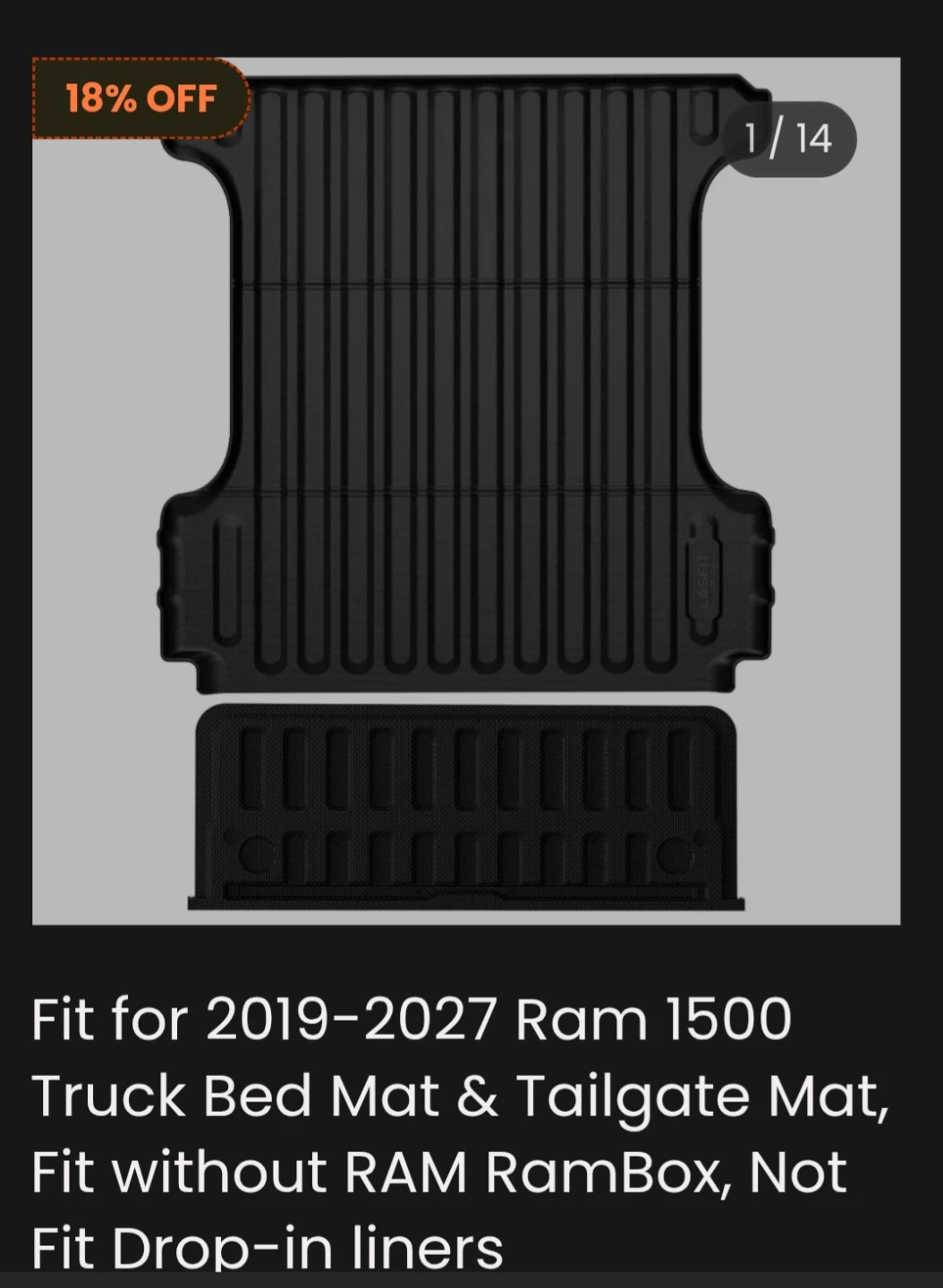 2019-2027 Ram 1500 Truck Bed Mat & Tailgate Mat brand new