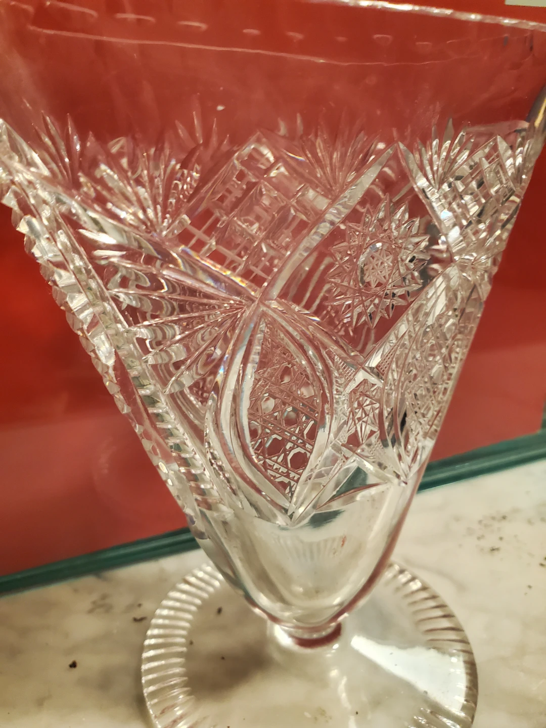Vintage Cut Glass Crystal Vase🏈 - photo 3