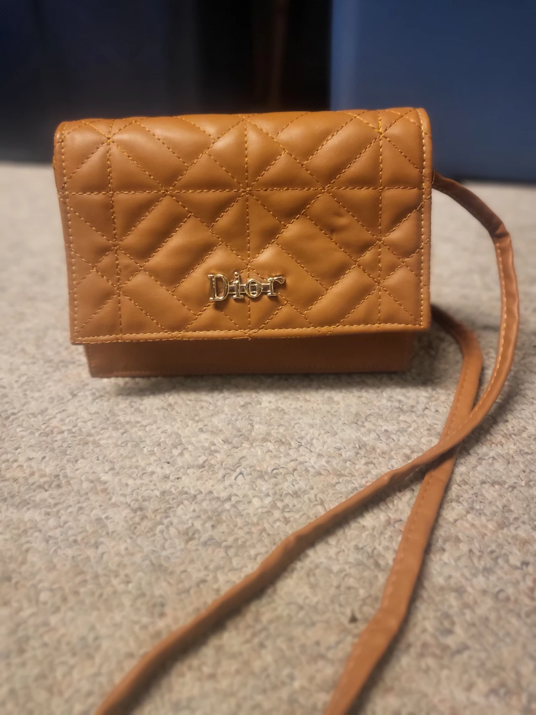 🏈 Quilted Tan Crossbody Bag