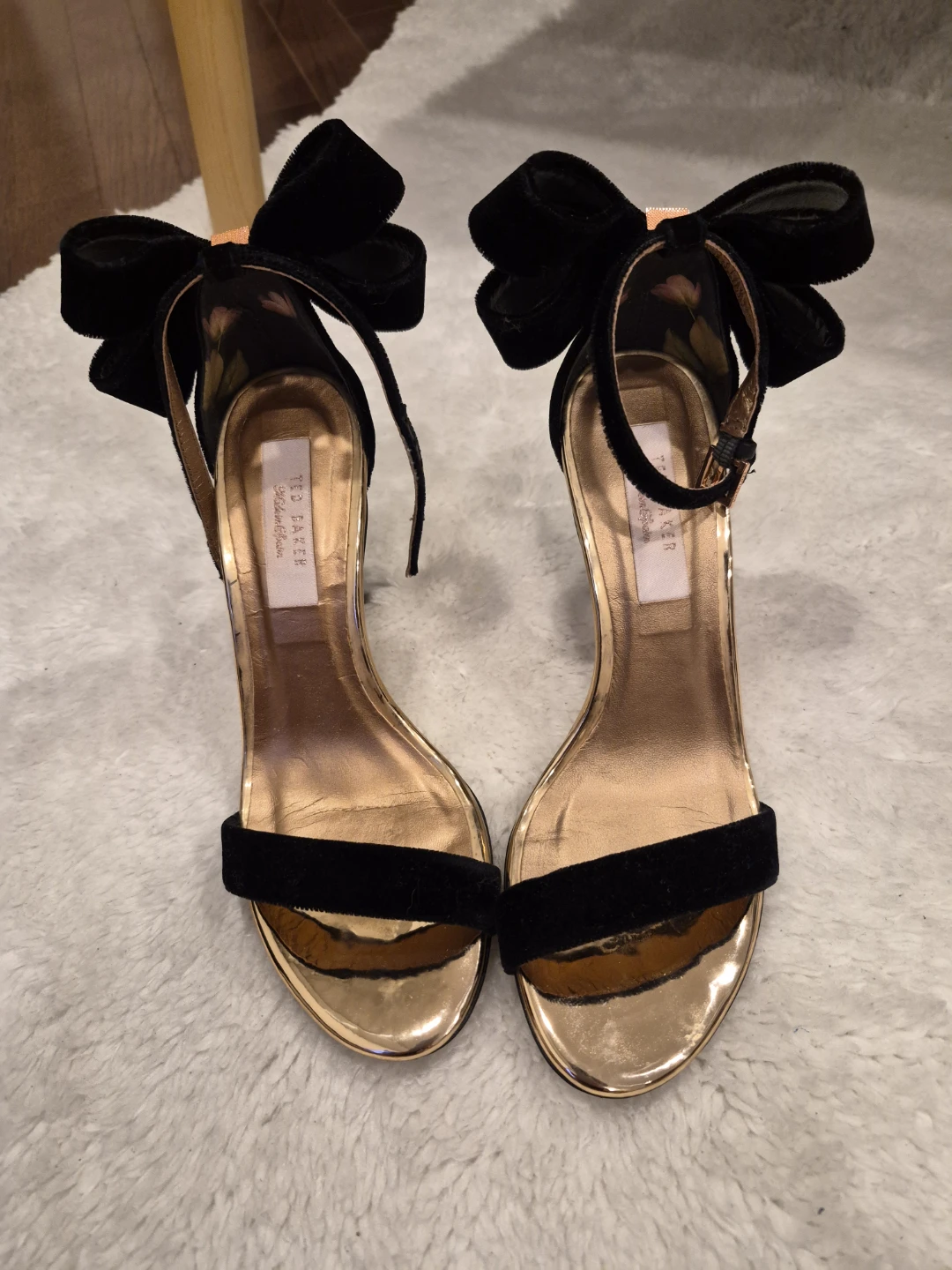 Ted Baker black velvet bow heels