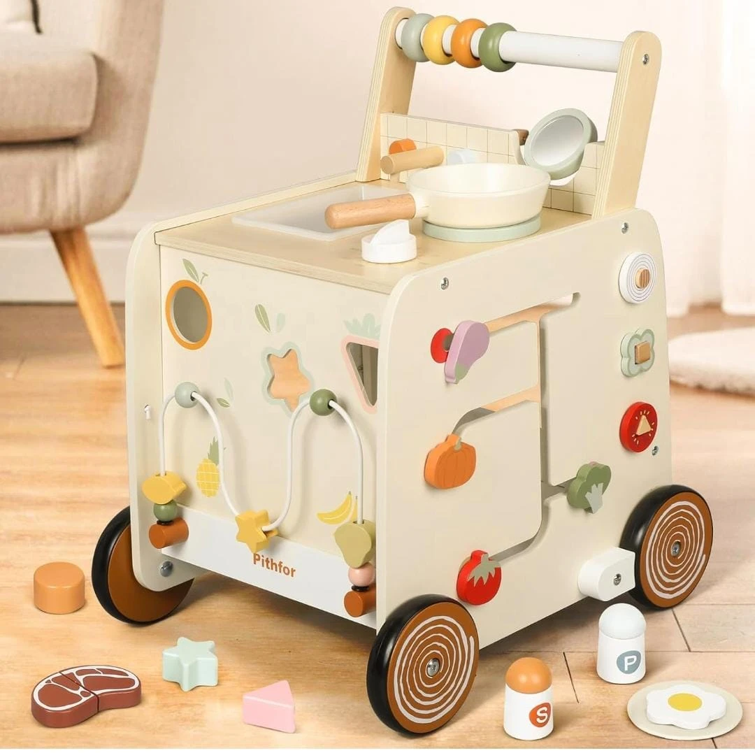 Pithfor 3-in-1 Wooden Baby Walker and Activity Center - photo 3