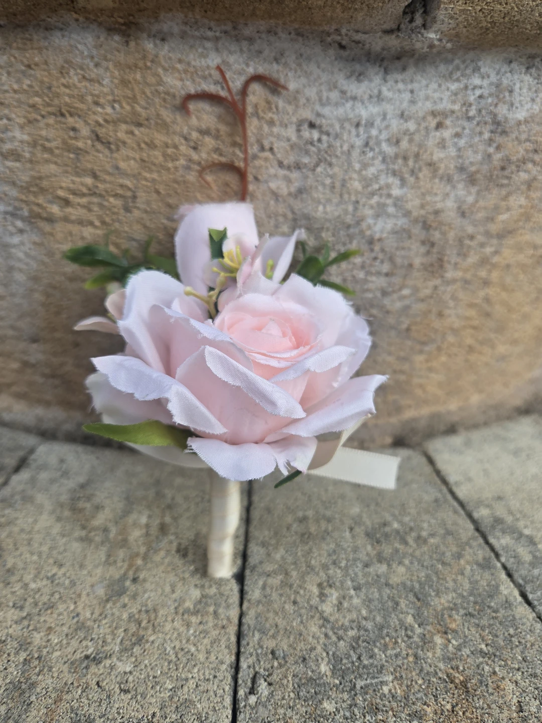 Artificial Pink Rose Boutonniere
