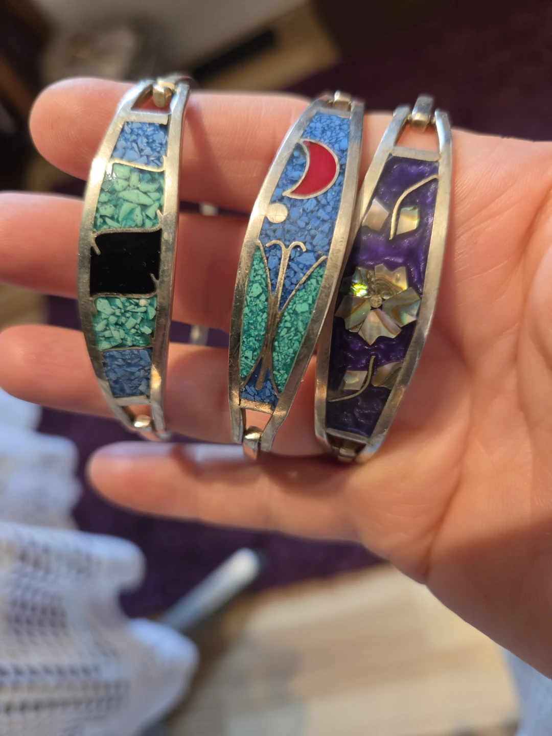 Assorted Inlaid Bracelets - Sterling Silver filled - photo 3