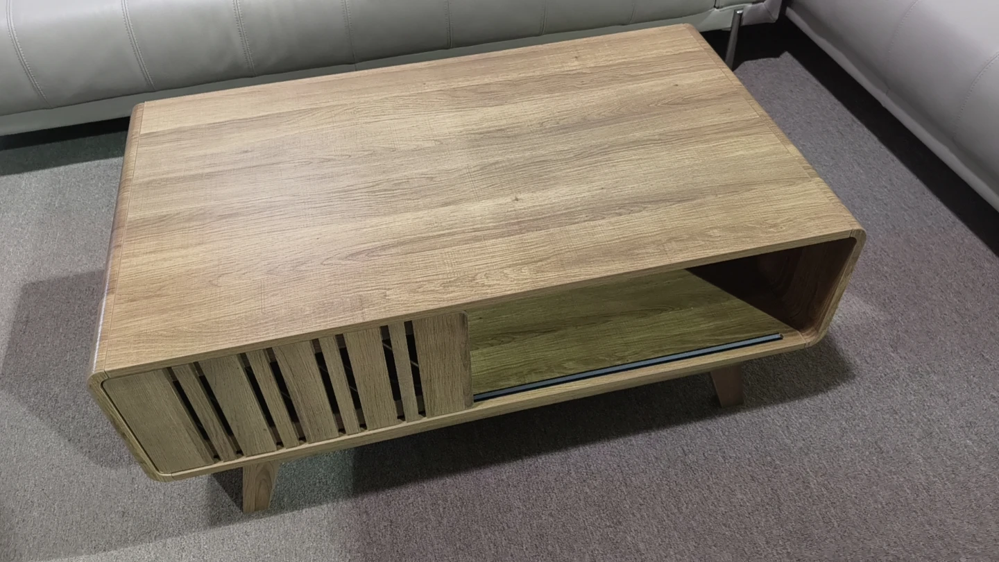 Wood Coffee Table with Sliding Storage